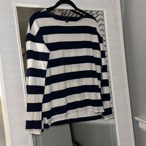 J.CREW BLUE AND WHITE NAUTICAL STRIPED LONG SLEEVE SHIRT SIZE XS